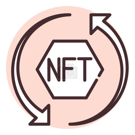 Illustration for NFT exchange, illustration or icon, vector on white background. - Royalty Free Image