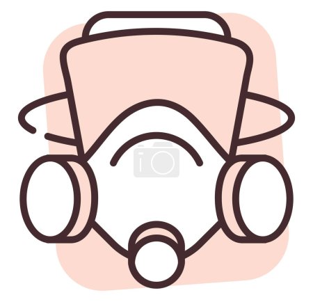 Ilustración de Purificación máscara de gas, ilustración o icono, vector sobre fondo blanco. - Imagen libre de derechos