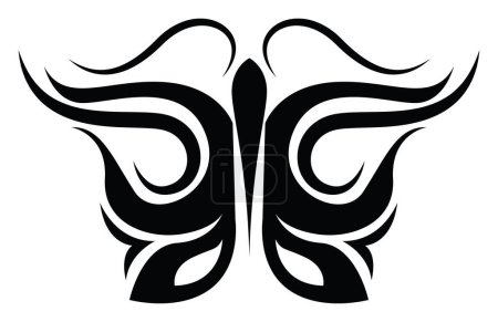 Téléchargez les illustrations : Tatouage tribal papillon, illustration, vecteur sur fond blanc. - en licence libre de droit