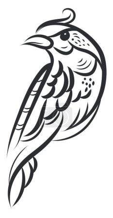 Illustration for Bird Tattoo design, illustration, vector on a white background. - Royalty Free Image