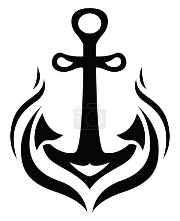 Illustration for Anchor ship tattoo, illustration, vector on a white background. - Royalty Free Image