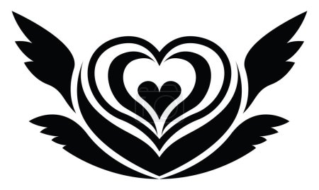 Téléchargez les illustrations : Tatouage coeur, illustration de tatouage, vecteur sur fond blanc. - en licence libre de droit