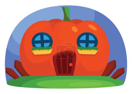 Illustration for Pumpkin house, illustration, vector on a white background. - Royalty Free Image