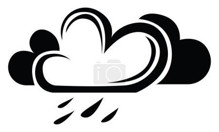 Illustration for Rainy cloud tattoo, tattoo illustration, vector on a white background. - Royalty Free Image