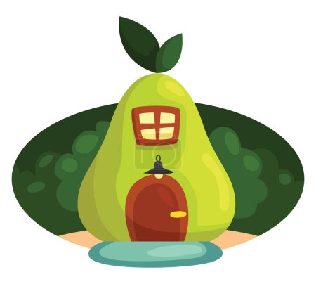 Illustration for Pear house, illustration, vector on a white background. - Royalty Free Image