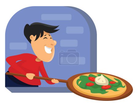 Téléchargez les illustrations : Cuisson de pizza, illustration, vecteur sur fond blanc. - en licence libre de droit