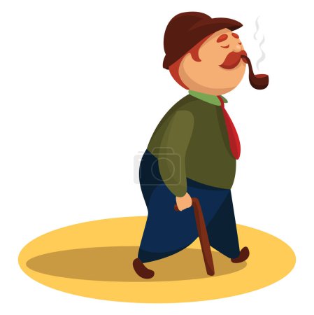 Illustration for Gentlmen with smoking pipe, illustration, vector on a white background. - Royalty Free Image