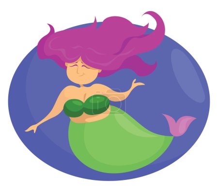 Illustration for Mermaid with pink color, illustration, vector on a white background. - Royalty Free Image