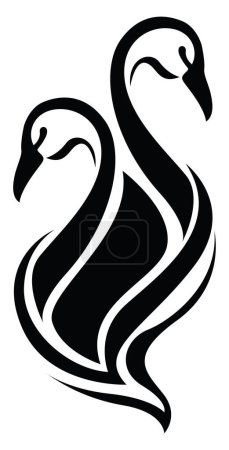 Tatouage de cygne noir, illustration de tatouage, vecteur sur fond blanc.
