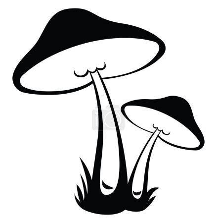 Téléchargez les illustrations : Tatouage de champignons forestiers, illustration de tatouage, vecteur sur fond blanc. - en licence libre de droit