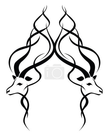 Illustration for Deer head tattoo, tattoo illustration, vector on a white background. - Royalty Free Image