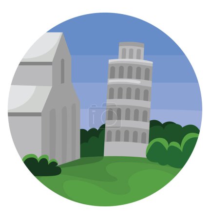 Ilustración de Torre de Pisa, ilustración, vector sobre un fondo blanco. - Imagen libre de derechos