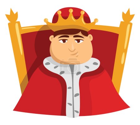 Téléchargez les illustrations : Roi assis sur le trône, illustration, vecteur sur fond blanc. - en licence libre de droit