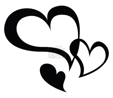 Ilustración de Tatuaje de corazones negros, ilustración del tatuaje, vector sobre un fondo blanco. - Imagen libre de derechos