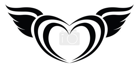 Illustration for Big black heart tattoo, tattoo illustration, vector on a white background. - Royalty Free Image