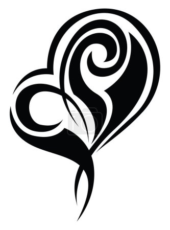 Téléchargez les illustrations : Tatouage coeur noir, illustration de tatouage, vecteur sur fond blanc. - en licence libre de droit