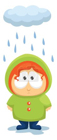 Ilustración de Niño sobre una lluvia, ilustración, vector sobre un fondo blanco. - Imagen libre de derechos