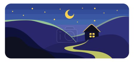 Illustration for House in the mountains, illustration, vector on a white background. - Royalty Free Image