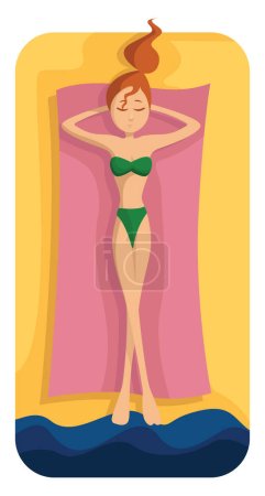 Illustration for Girl on holiday, illustration, vector on a white background. - Royalty Free Image