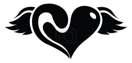 Illustration for Heart with wings tattoo, tattoo illustration, vector on a white background. - Royalty Free Image