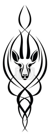 Illustration for Gazelle head tattoo, tattoo illustration, vector on a white background. - Royalty Free Image