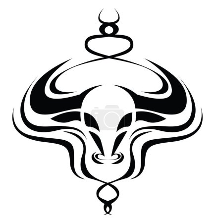Ilustración de Tatuaje de cabeza de toro, ilustración de tatuaje, vector sobre un fondo blanco. - Imagen libre de derechos