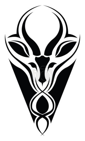 Ilustración de Tatuaje de cabeza de ciervo, ilustración de tatuaje, vector sobre un fondo blanco. - Imagen libre de derechos