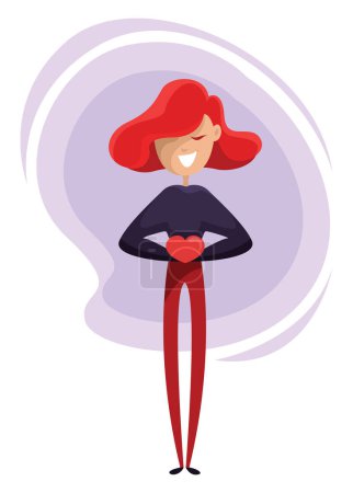 Illustration for Girl with red short hair, illustration, vector on a white background. - Royalty Free Image