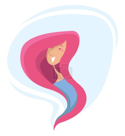 Illustration for Girl with pink hair color, illustration, vector on a white background. - Royalty Free Image