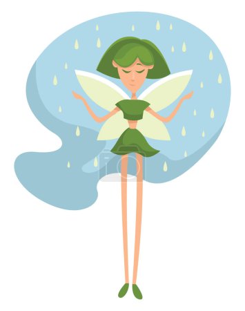 Illustration for Green fairy, illustration, vector on a white background. - Royalty Free Image