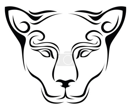 Ilustración de Tatuaje de la cabeza de Puma, ilustración del tatuaje, vector en un fondo blanco. - Imagen libre de derechos