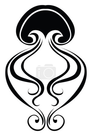 Illustration for Jellyfish tattoo, tattoo illustration, vector on a white background. - Royalty Free Image