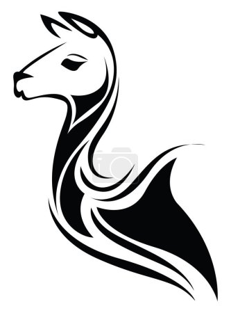 Téléchargez les illustrations : Tatouage de tête de lama, illustration de tatouage, vecteur sur un fond blanc. - en licence libre de droit