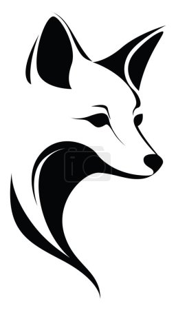 Illustration for Fox face tattoo, tattoo illustration, vector on a white background. - Royalty Free Image