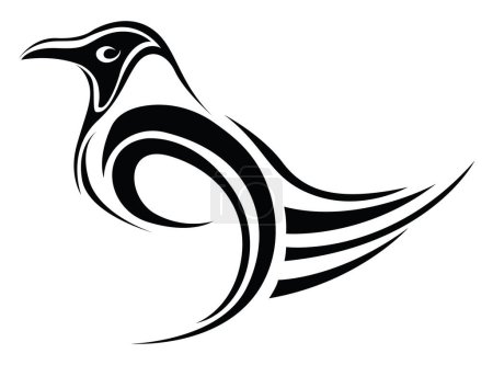 Téléchargez les illustrations : Tatouage d'oiseau corbeau, illustration de tatouage, vecteur sur un fond blanc. - en licence libre de droit