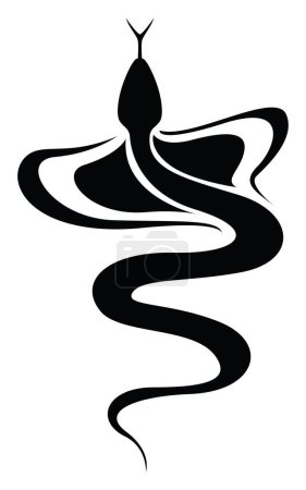Téléchargez les illustrations : Tatouage de serpent noir, illustration de tatouage, vecteur sur fond blanc. - en licence libre de droit