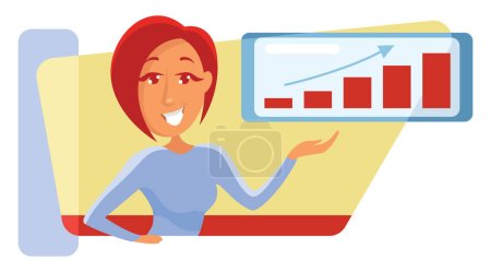 Illustration for Girl with short red hair, illustration, vector on a white background. - Royalty Free Image