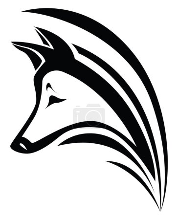 Illustration for Coyote head tattoo, tattoo illustration, vector on a white background. - Royalty Free Image
