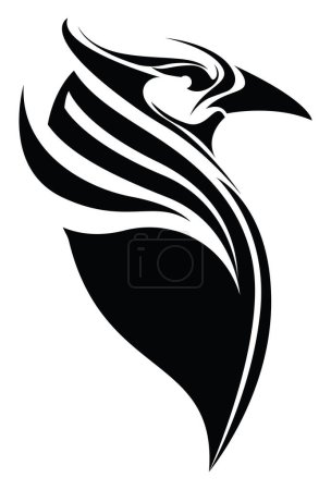 Ilustración de Tatuaje de cabeza de pájaro, ilustración del tatuaje, vector sobre un fondo blanco. - Imagen libre de derechos