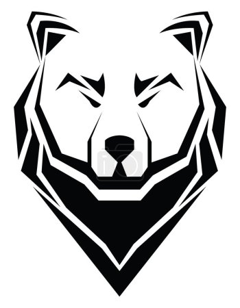 Illustration for Bear head tattoo, tattoo illustration, vector on a white background. - Royalty Free Image