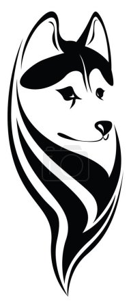 Illustration for Wolf face tattoo, tattoo illustration, vector on a white background. - Royalty Free Image