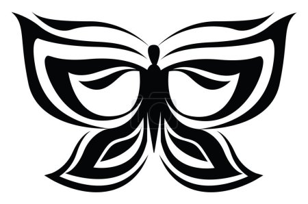 Ilustración de Tatuaje de alas de mariposa, ilustración de tatuaje, vector sobre un fondo blanco. - Imagen libre de derechos