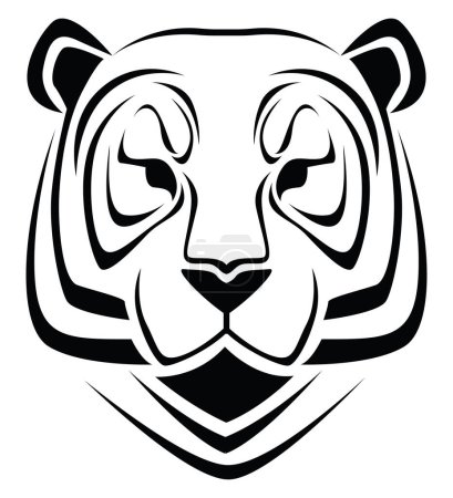 Illustration for Tiger face tattoo, tattoo illustration, vector on a white background. - Royalty Free Image