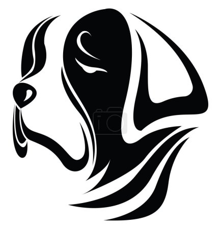 Illustration for Saint bernard dog tattoo, tattoo illustration, vector on a white background. - Royalty Free Image