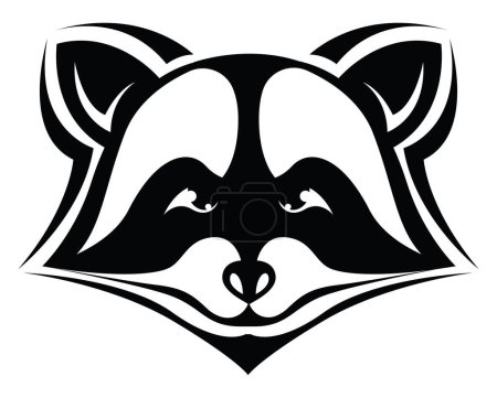 Illustration for Racoon head tattoo, tattoo illustration, vector on a white background. - Royalty Free Image