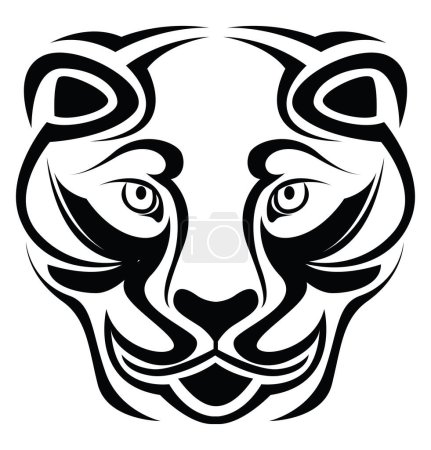 Téléchargez les illustrations : Tatouage de tête de Puma, illustration de tatouage, vecteur sur fond blanc. - en licence libre de droit