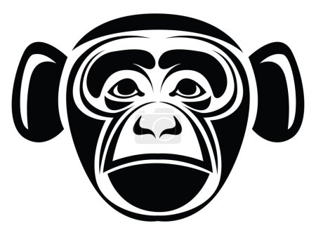 Téléchargez les illustrations : Tatouage visage de singe, illustration de tatouage, vecteur sur fond blanc. - en licence libre de droit