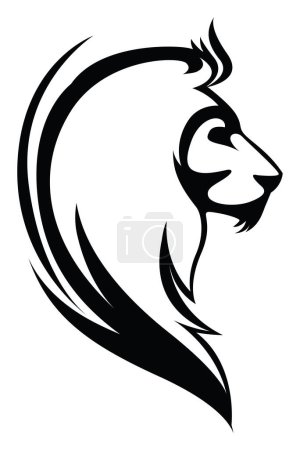 Ilustración de Tatuaje de la cabeza del perfil del león, ilustración del tatuaje, vector sobre un fondo blanco. - Imagen libre de derechos
