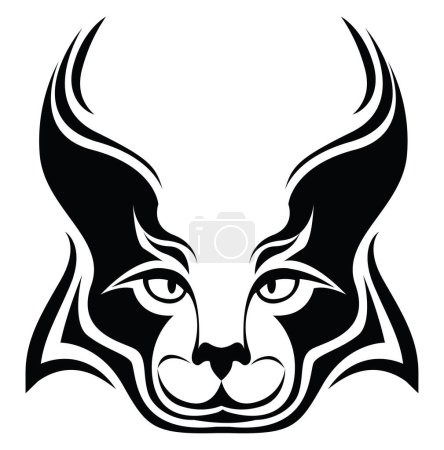 Illustration for Lynx head tattoo, tattoo illustration, vector on a white background. - Royalty Free Image