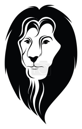 Téléchargez les illustrations : Tatouage visage de lion, illustration de tatouage, vecteur sur un fond blanc. - en licence libre de droit
